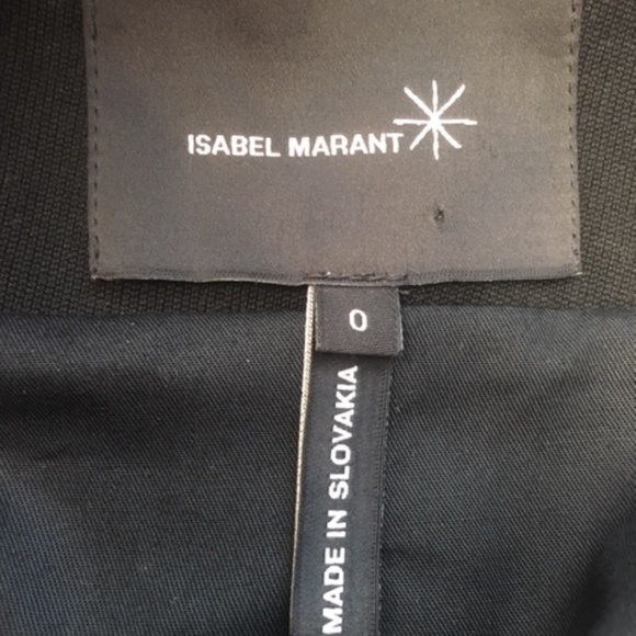 ISABEL MARANT Black Leather Trim Cotton Blazer Jacket Sz 0 - Picture 5 of 11
